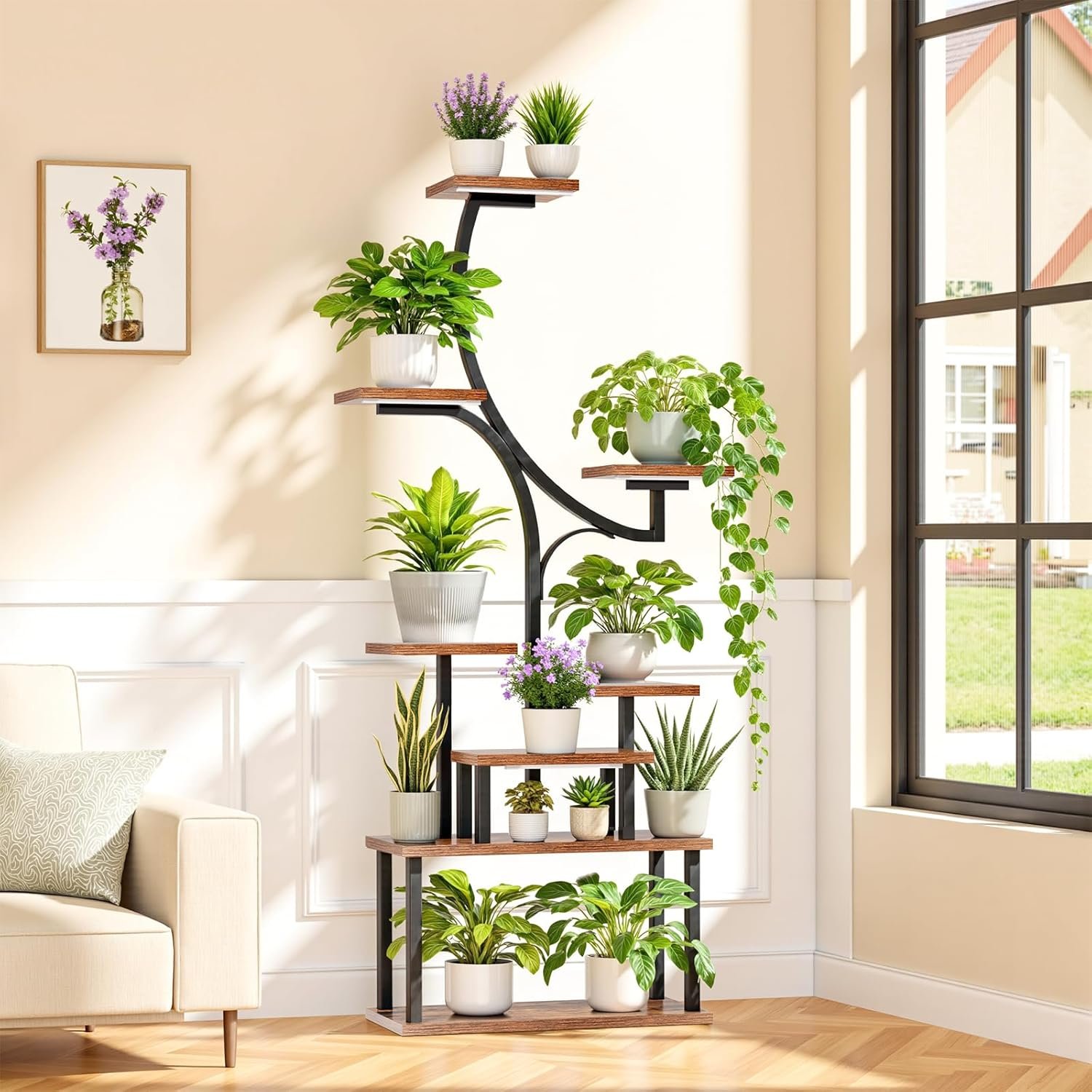 Bamboo Ladder Shelf Plant Stand