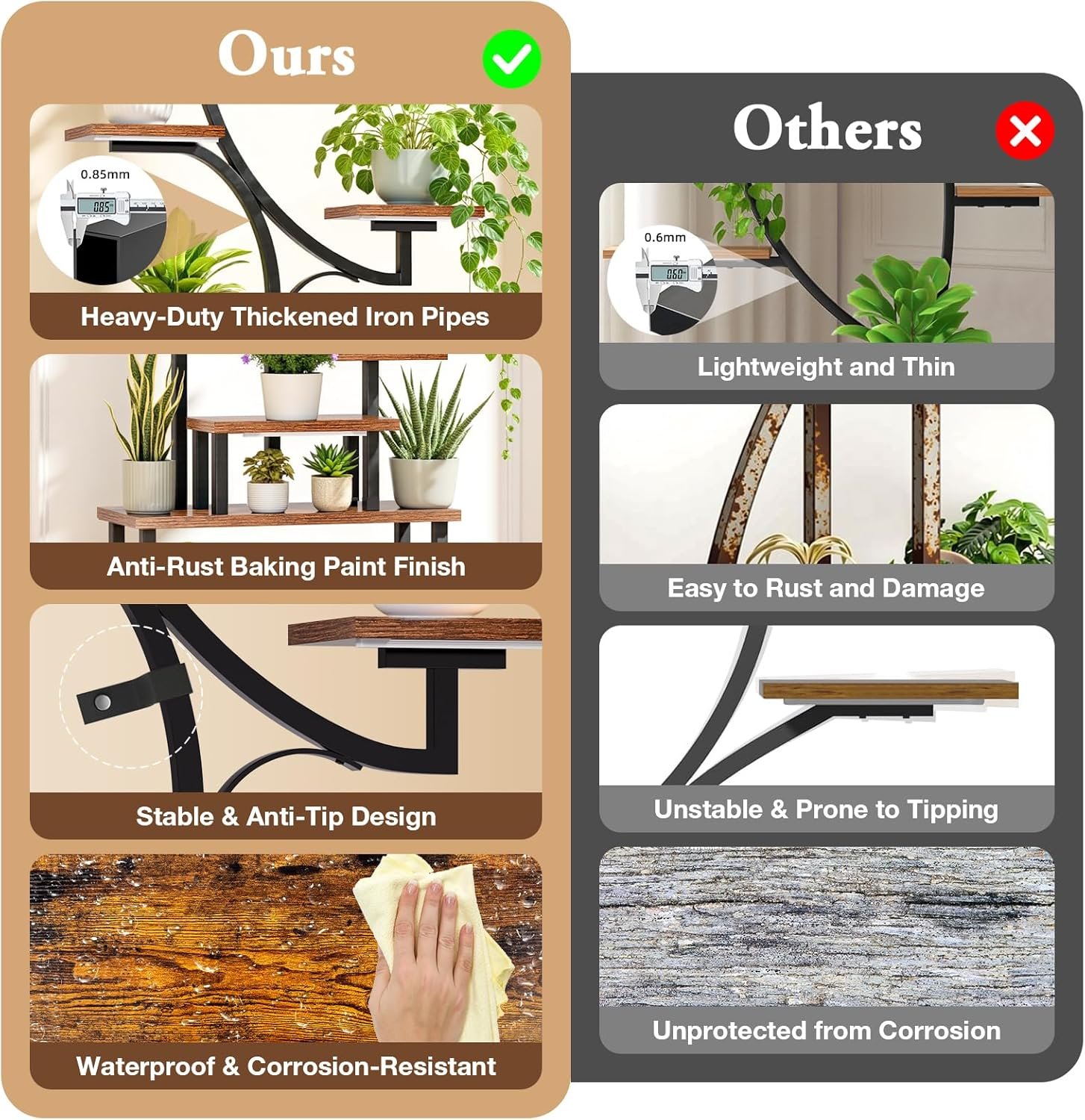 Close-up of bamboo ladder shelf construction showing sturdy build quality